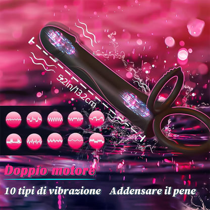 Dildo anale con cinturino per coppie con anello vibrante per il pene