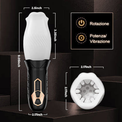 Oral-sex 2 IN 1 Masturbatore 5 modalità di Rotazione & 10 Vibrazione AcmeJoy TORNADO